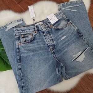 Topshop Editor Rigid Straight Leg Distressed Jeans Size 28
